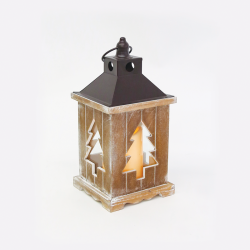 ^ "WOODEN & METAL LANTERN" ΛΕΥΚΟ ΚΕΡΙ, 1 LED ΛΑΜΠ. ΜΠΑΤ. (3xAAA), WW,IP44, Φ14Χ31CM  -X0711109
